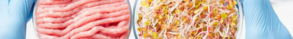 Plant based meat compared to meat in laboratory
