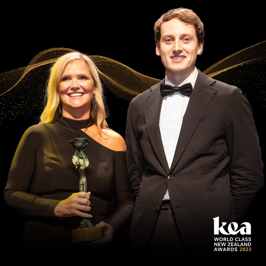 2023 Kea World Class Award winner Joanne McEachan accepting her award